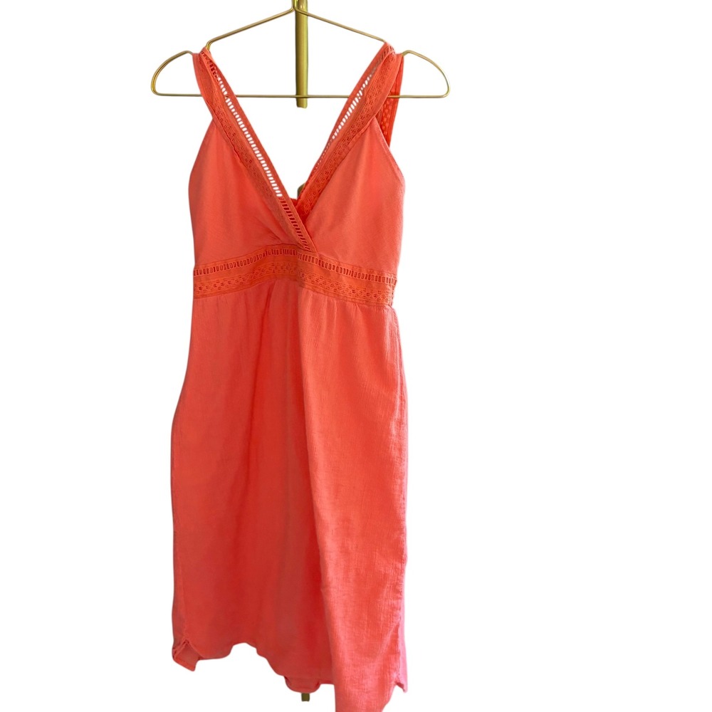 Tommy Bahama Sundress Coral Crochet Trim Sleeveless Casual Dress‎ Medium